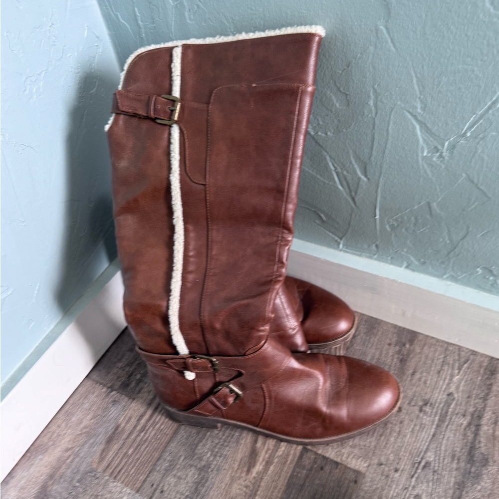 Brown tall boots